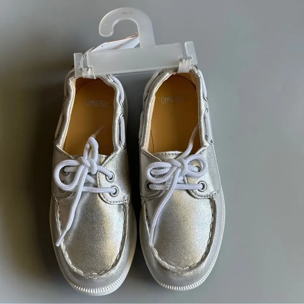 Gymboree  Little Girl’s Size 13 Silver Canvas Shoes Tennis Flat Sneakers…